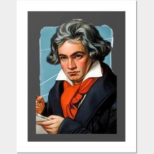 German Composer Ludwig van Beethoven illustration Posters and Art